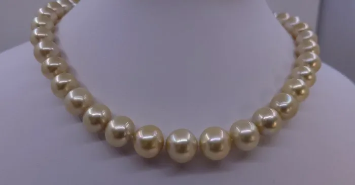 Necklace PSL Certified 10.1x14.3mm Soft Golden South Sea Pearls