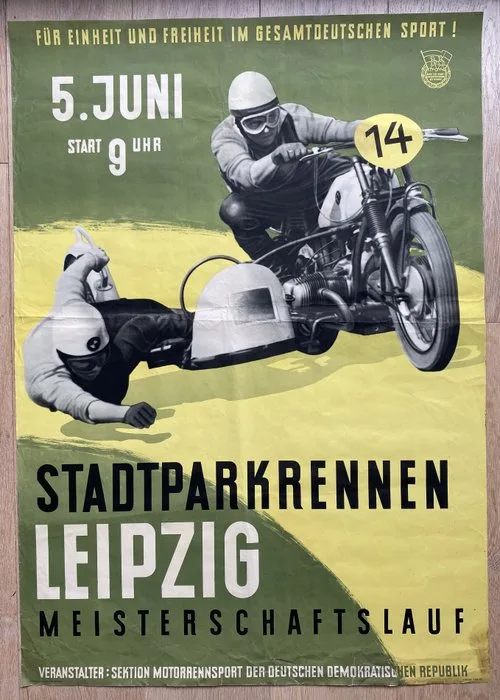 Anonymous - Stadtparkrennen Leipzig met zijspan (sidecar) 1955