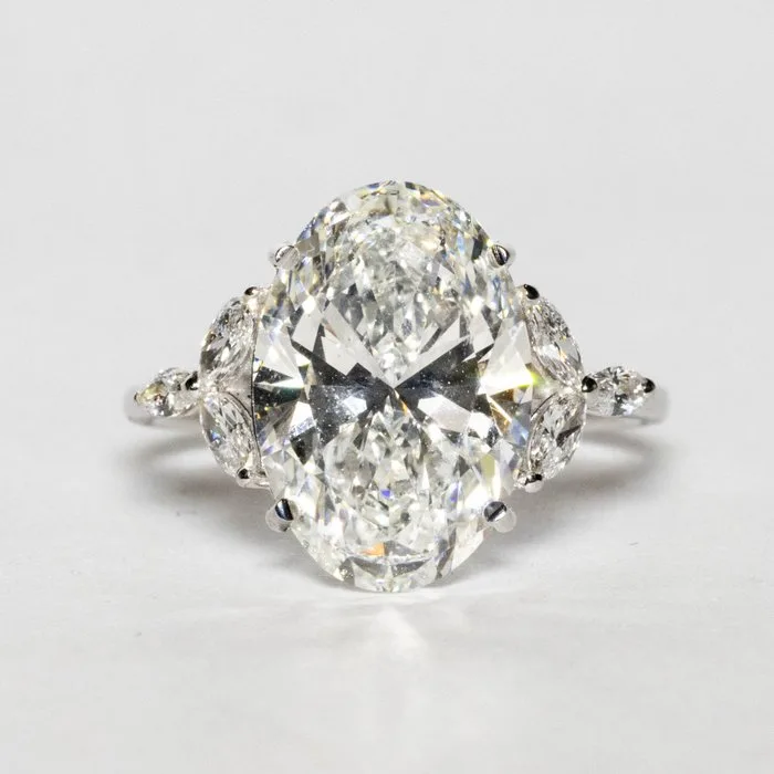 Engagement ring - 18 kt. White gold - 5.34ct. tw. Diamond (Lab-grown) - Diamond - F VS1 2EX