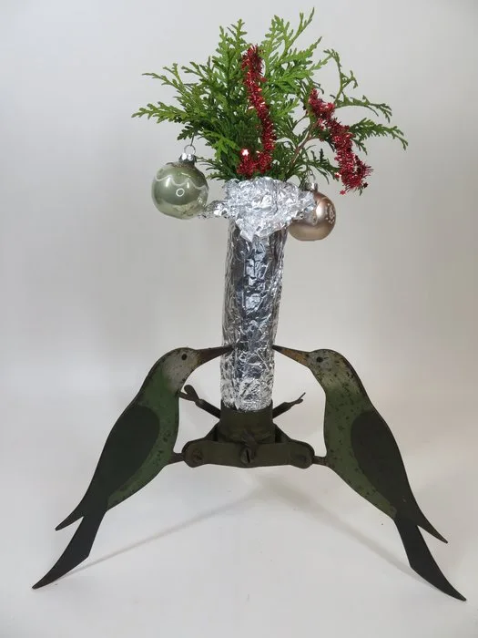 Antieke Kerstboom standaard met 3 spechten. - Christmas decoration - Iron
