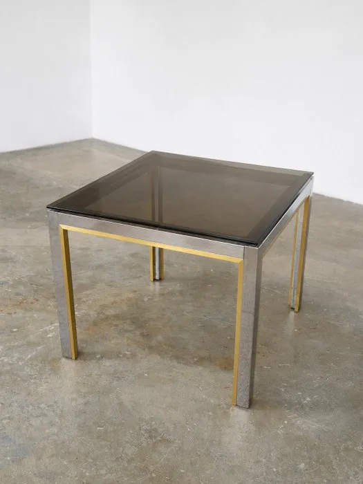 Renato Zevi - Centre table - Chrome, Metal, Brass, Smoked Glass