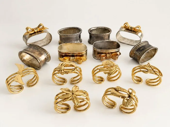 Napkin ring (14) - Silverplated - silver and gold napkins