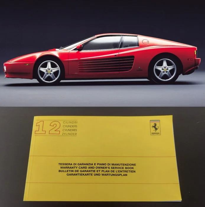 Ferrari 12 Cylinder - blank Warranty Card - Ferrari - Extremely Rare (new old stock) Testarossa & 512TR - Add value to your car
