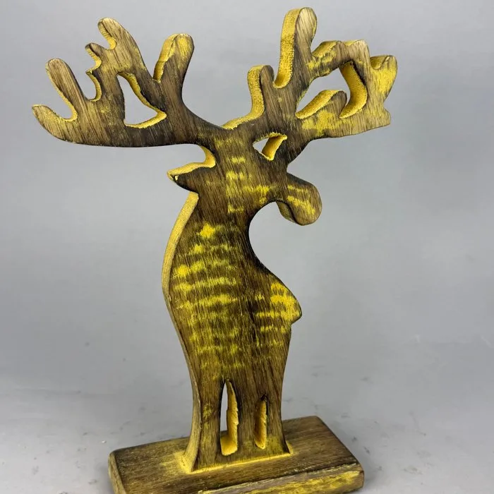 not known - Sculpture - REINDEER- wooden - 26 cm - Wood - 2025