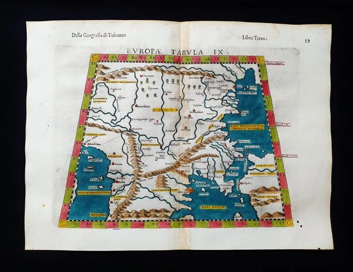 Europe - Eastern Europe / Balkans / Bulgaria / Romania / Croatia / Macedonia / Kosovo; Rosaccio / Magini / Tolomeo - Europae Tabula IX - 1581-1600