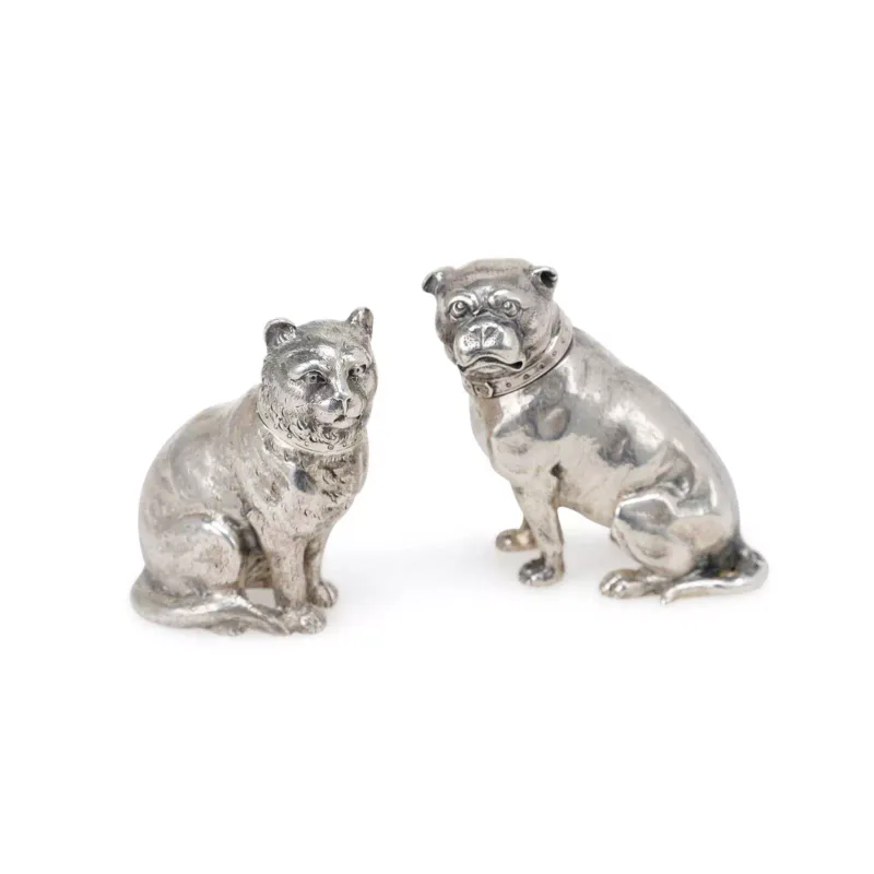 A Pair of Victorian Silver Novelty Pepper Shakers by Edward H