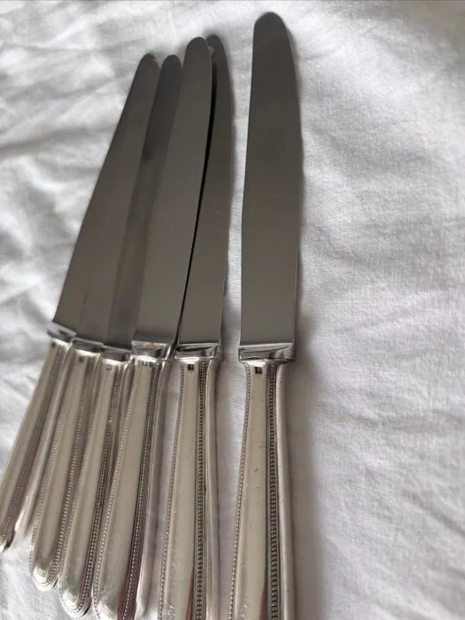 Christofle - Cake knife (6) - Pearls - Silverplated, Steel - dessert knives