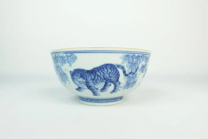 Blue-and-White 'Tiger & Dragon' Bowl - Porcelain - China - Republic period (1912-1949)