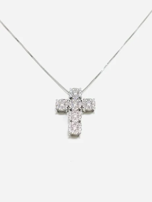 Necklace with pendant - 18 kt. White gold - 1.90ct. tw. Diamond (Natural) - Made in Italy