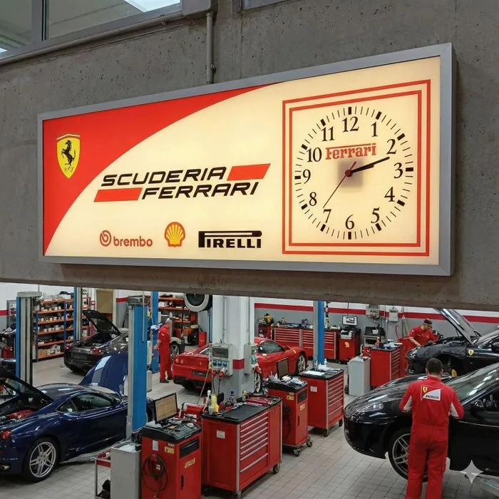 Solea Collection/Limited Edition 4/6 - Lighted sign - XXLarge Size - illuminated Ferrari Clock sign - 110 cm X 40 cm - Aluminium