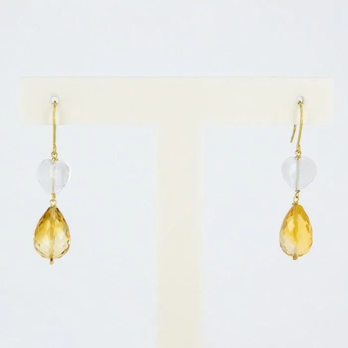 Earrings - 18 kt. Yellow gold Quartz - Quartz