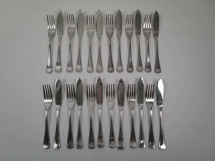 Christofle - Cutlery set - Model: America - 12 fish forks - unused - Silverplated