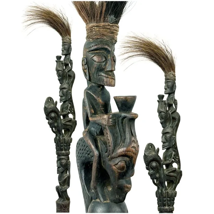 Priesterstaf - tunggal malehat (Full carving!), second half of 20th century - Toba Batak - Indonesia