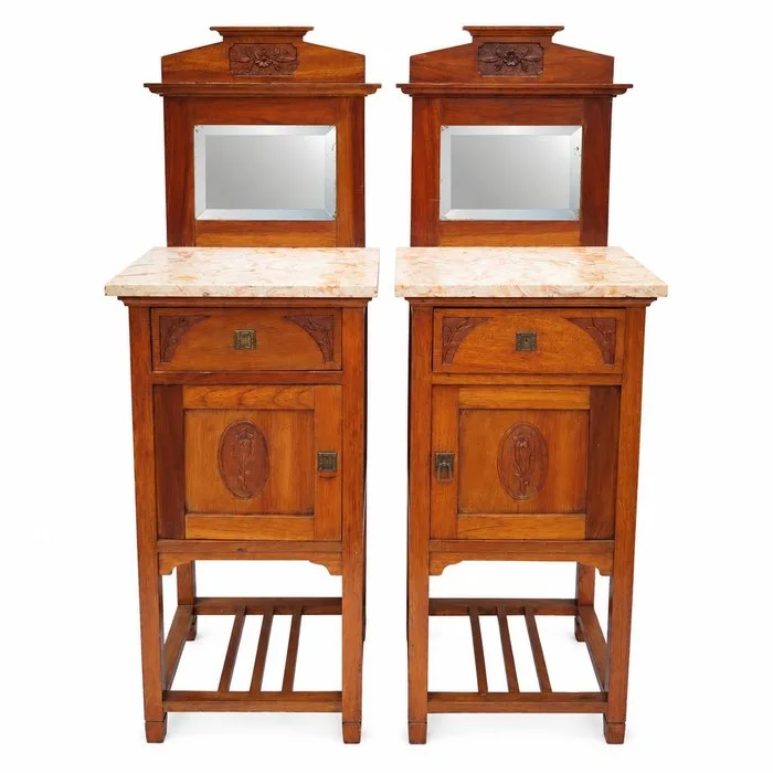 Nightstand (2) - Wood, Marble