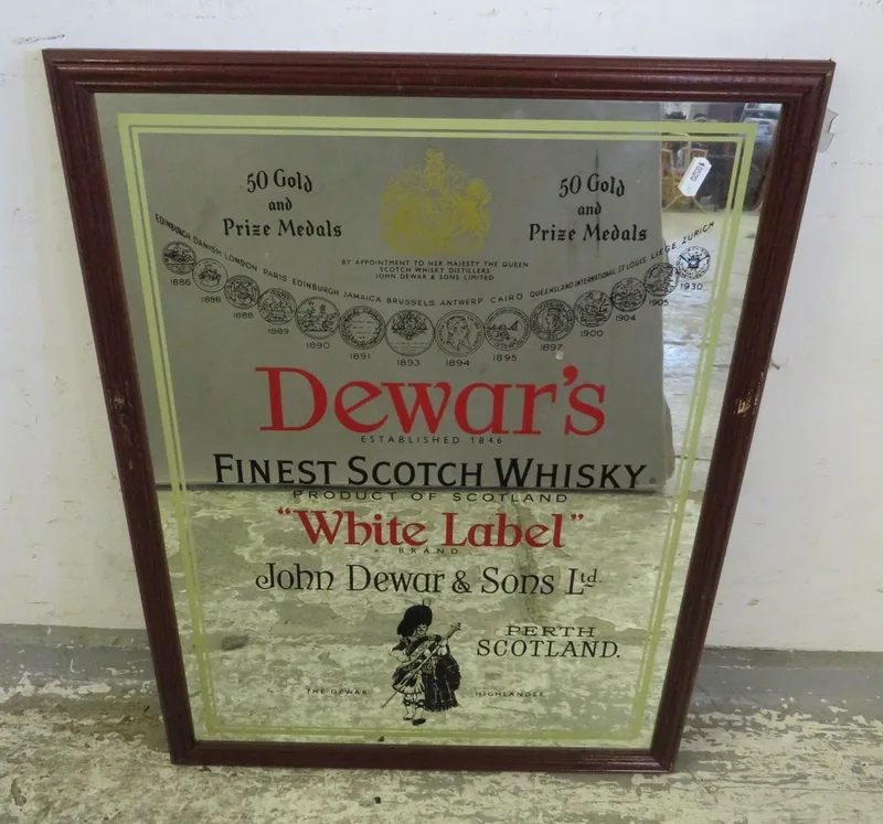 Dewars Fine Scotch Whisky White Label advertising mirror approx.