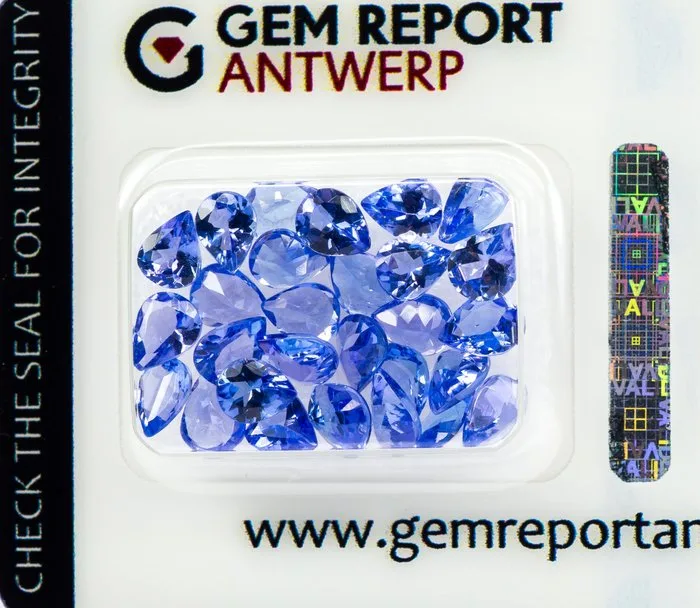 28 pcs Tanzanite - 8.14 ct - Gem Report Antwerp (GRA) - Violetish Blue/Violet
