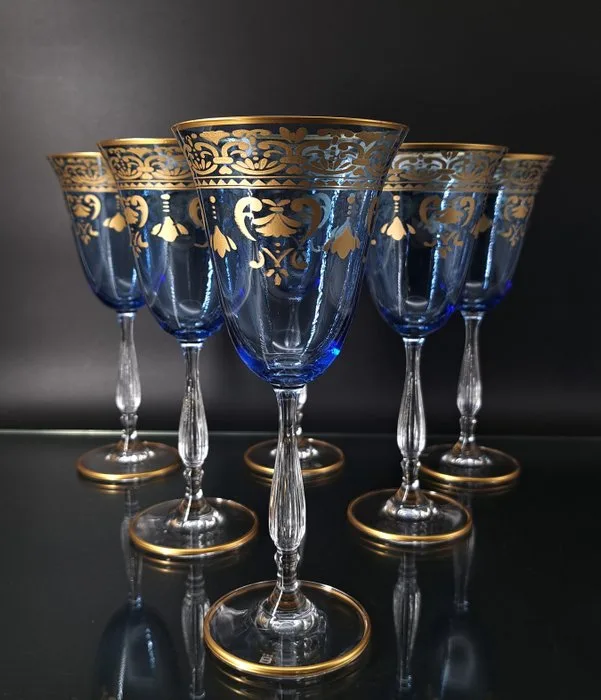 Artemisia Bohemia Firmati - Wine glass (6) - Crystal, Gold