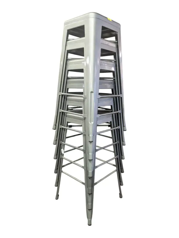 Set of Six Modern Designer Stacking Bar Stools - Tolix-Style