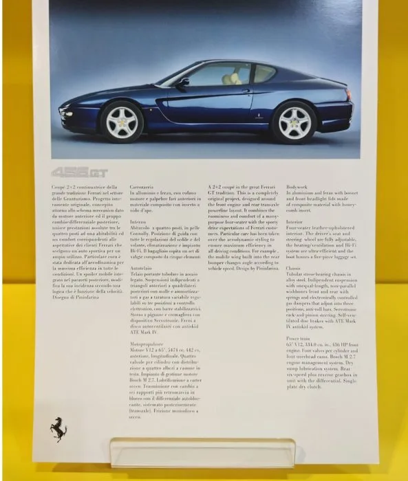 Ferrari 456 Gt dati tecnici 936/95 10 M Orginale Ferrari - 1995-1995