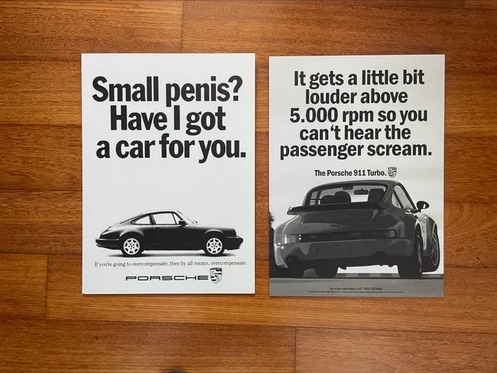 Set of 2 aluminium advertising posters - Porsche - NO ENVIO A CANARIAS