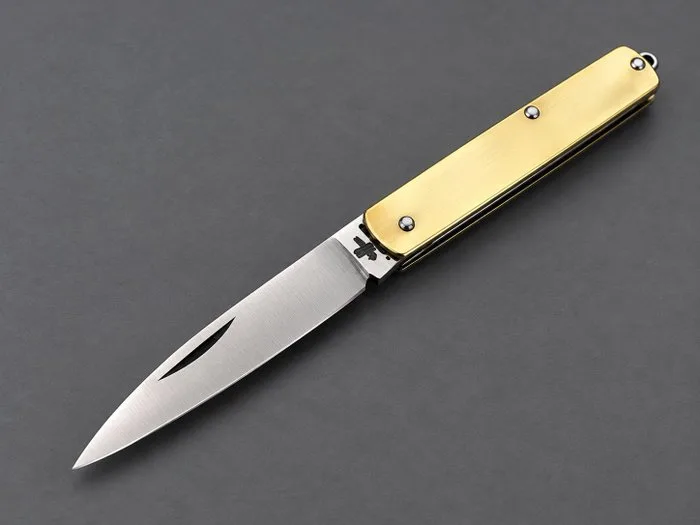 Fraraccio Fraraccio Mini Sfilato in Ottone lucido e Acciaio 420 INOX 12 cm - Kitchen knife - Utility knife - Slim (mini) - Steel, Brass - Italy