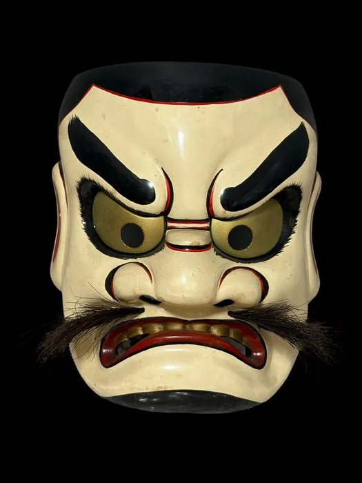Noh mask - Dry Lacquer, Japanese Bitchu Kagura Mask – Susanoo-no-Mikoto – Handcrafted by Tanabe Seiyu田邊聖佑 - Bitchu Kagura Mask