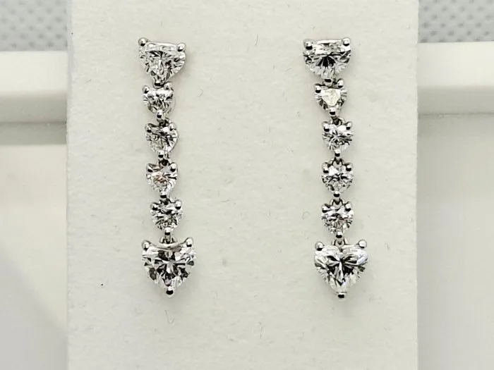 Drop earrings - 18 kt. White gold - 2.01ct. tw. Diamond (Natural) - Diamond