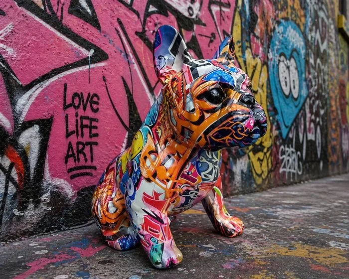 Statue, street Art French dog - 33 cm - polyresin
