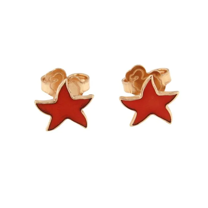 Pomellato - Earrings - Dodo - 9 kt. Rose gold - Red Enamel