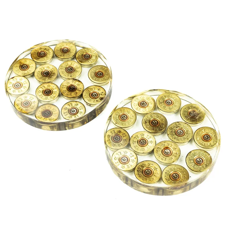 Pair of Resin Coasters - Shotgun Caps Set Inside