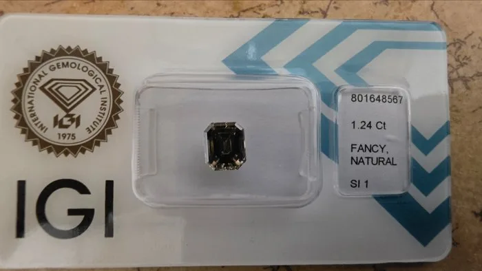 1 pcs Diamond (Natural) - 1.24 ct - Emerald - SI1 - International Gemological Institute (IGI)