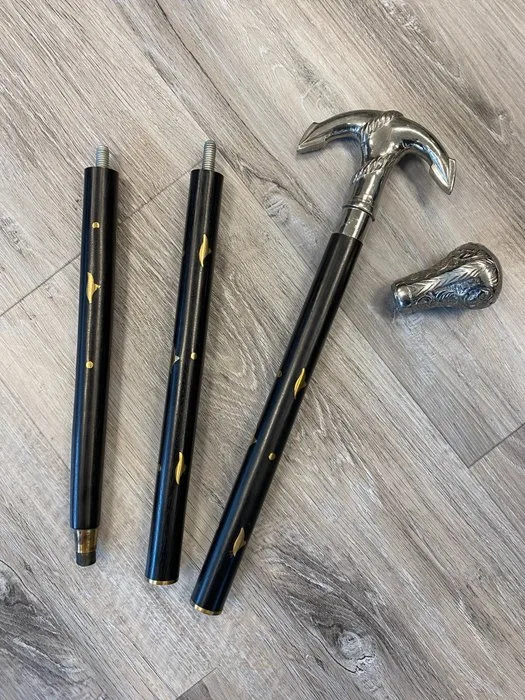 Walking stick - Copper, Brass, Hardwood, 2 handles