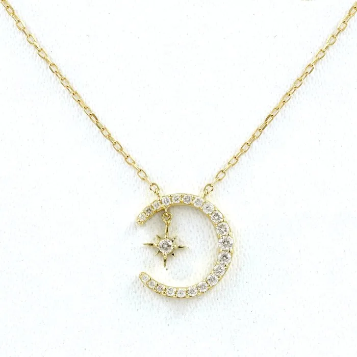 Necklace with pendant - 14 kt. Yellow gold - 0.23ct. tw. Diamond (Natural)