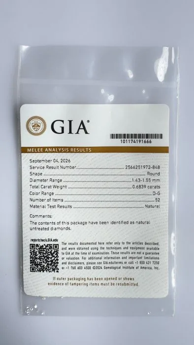 52 pcs Diamond (Natural) - 0.68 ct - Round - D (colourless), G, E, F - VVS1, VVS2 - Gemological Institute of America (GIA)