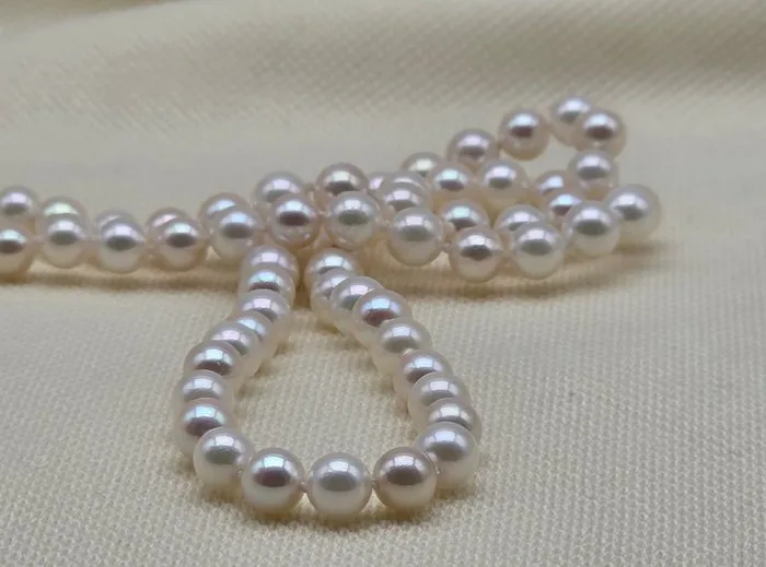 Necklace - 18 kt. White gold Pearl - Akoya pearls from 6 to 6.3 mm