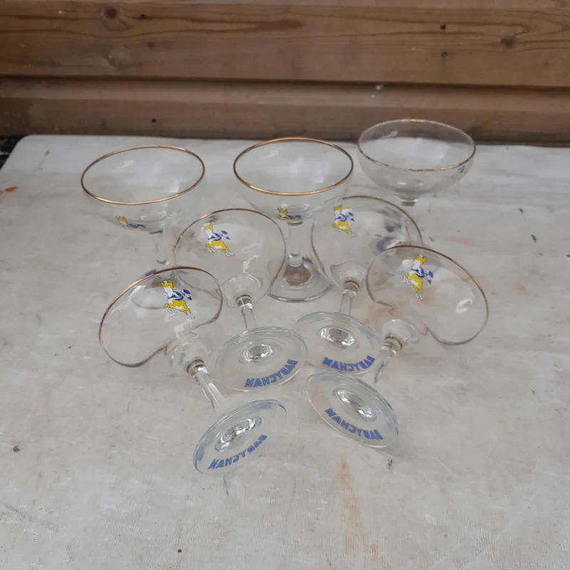 Set of seven vintage Babycham advertising glasses