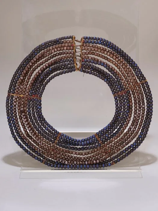 Large Beaded Collar / Breastplate – Kamba – Kenya – Blue and Beige Beads