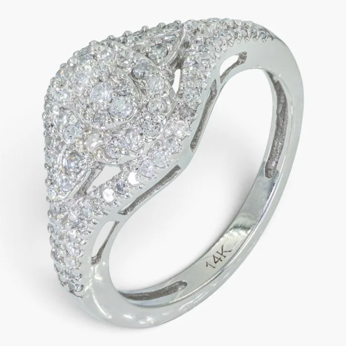 Ring - 14 kt. IGI, White gold - 0.65ct. tw. Diamond (Natural)