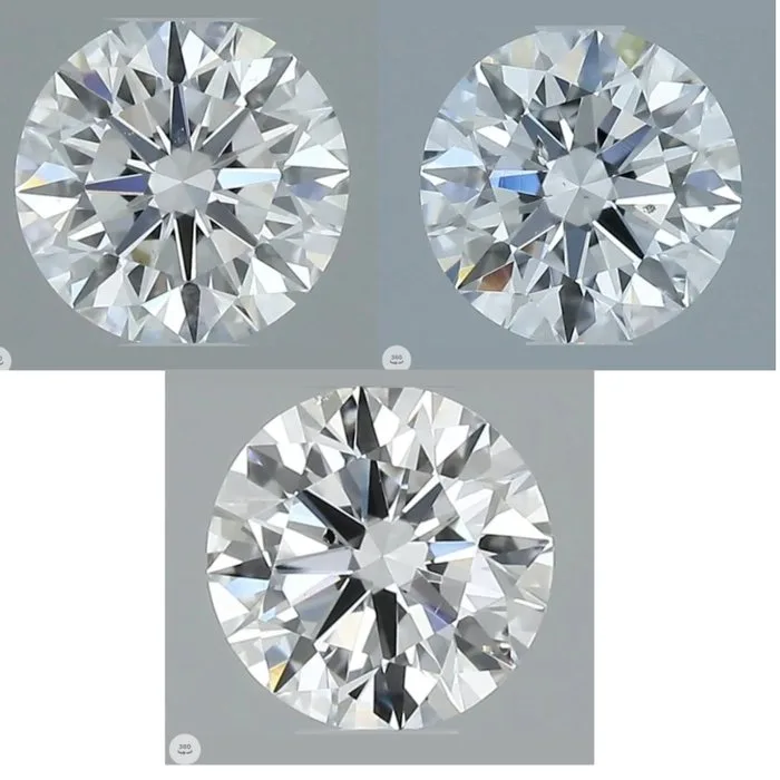 3 pcs Diamond (Natural) - 0.91 ct - Round - D (colourless) - SI2 - Gemological Institute of America (GIA)