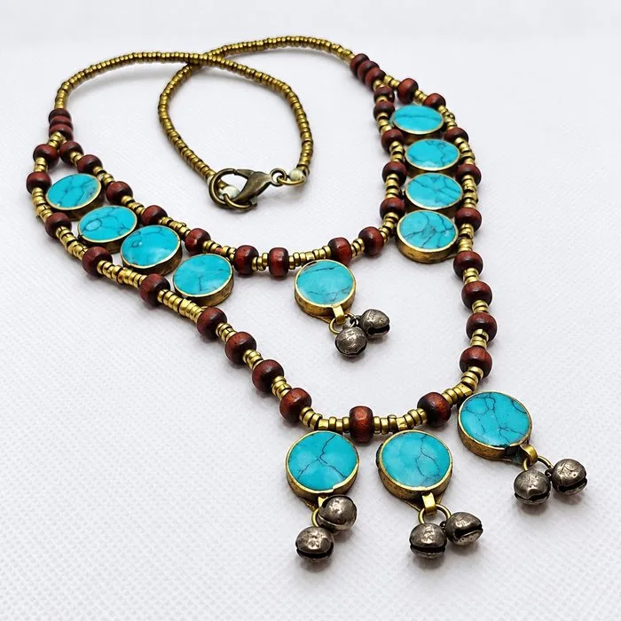 Turquoise. Metal. - Collar necklace - Ethnic handicrafts