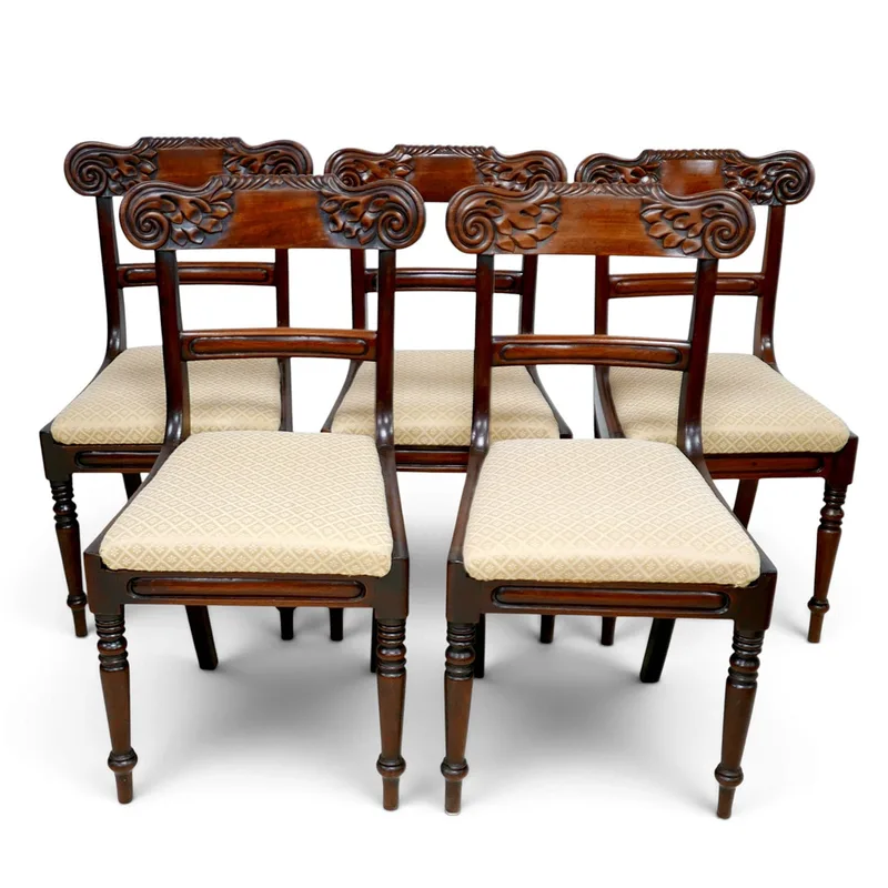 A Set of Five William IV Mahogany Dining Chairs