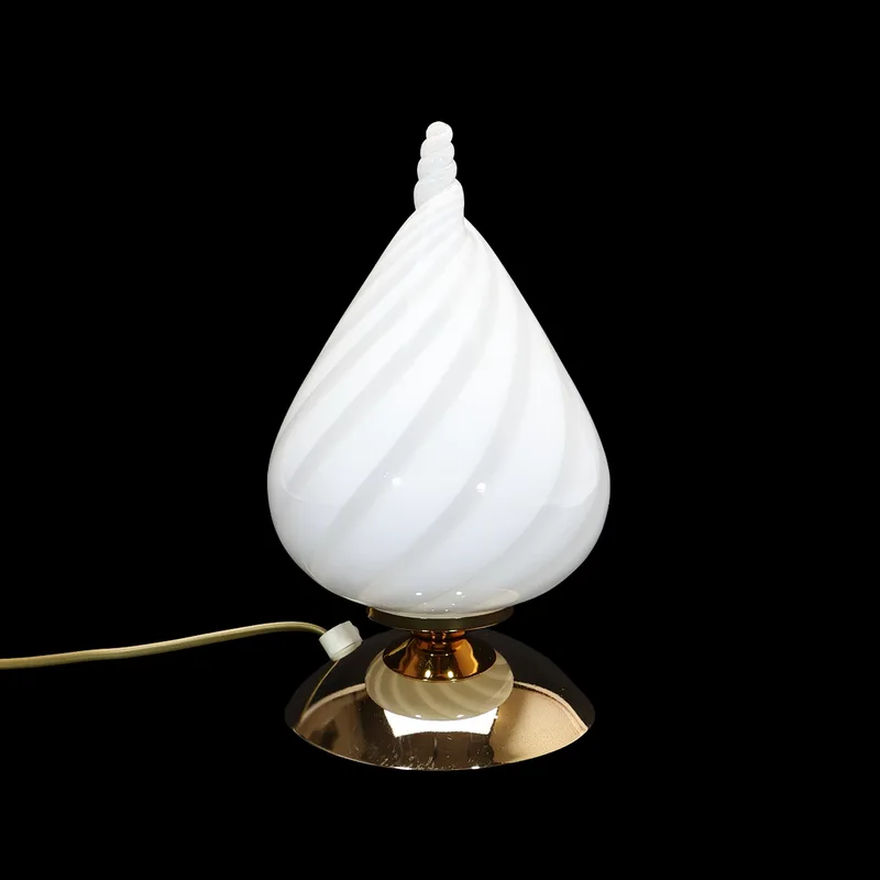 Italian 1980s Murano Swirl Glass Table Lamp