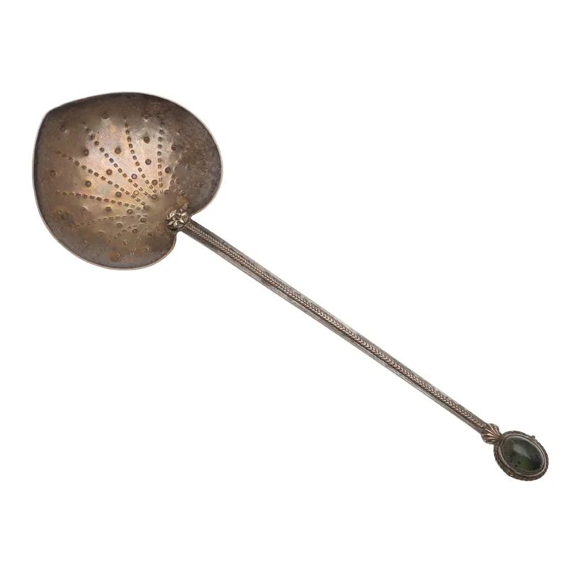 An Arts and Crafts Stone Set Anointing Spoon