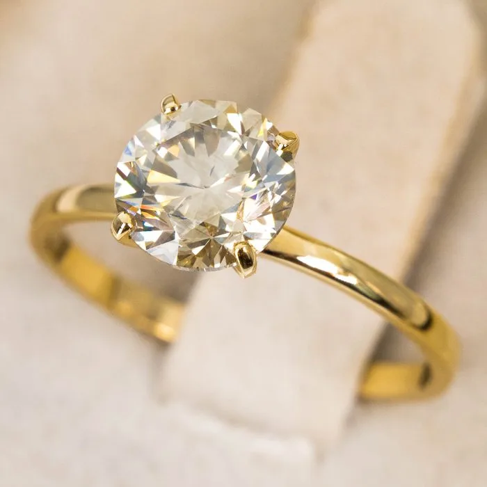 Ring - 14 kt. Yellow gold - 1.71ct. tw. Diamond (Natural coloured) - GCI