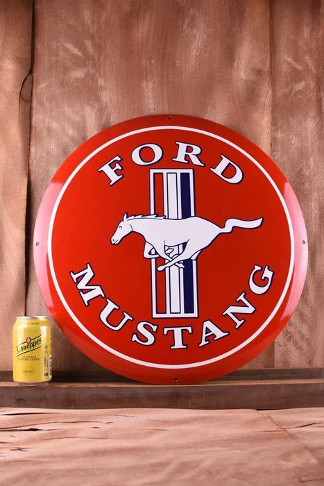 Sign - Ford - XL Mustang logo "RED"; enamel; 500mm - Ford USA; muscle car phenomenon