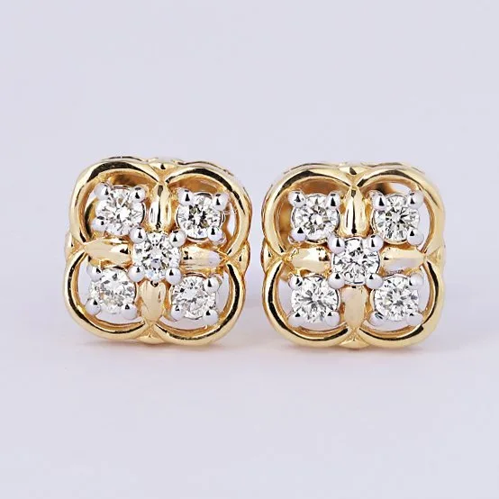 Stud earrings - 14 kt. Yellow gold - 0.40ct. tw. Diamond (Natural) - Diamond Earrings