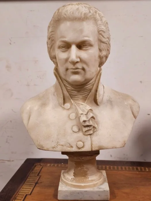Sculpture, Busto di Mozart - 37 cm - Alabaster