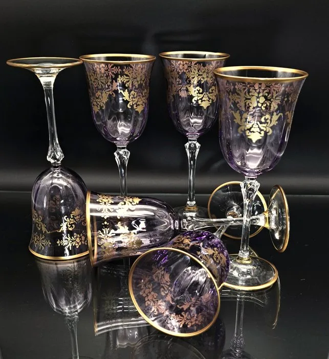Artemisia - Drinking set (6) - Melody - Crystal, Gold zecchino