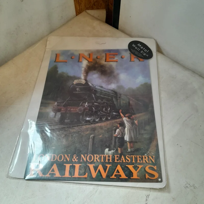 Metal railway interest tin sign, Atlas Editions Railway Legends books, prints and poster