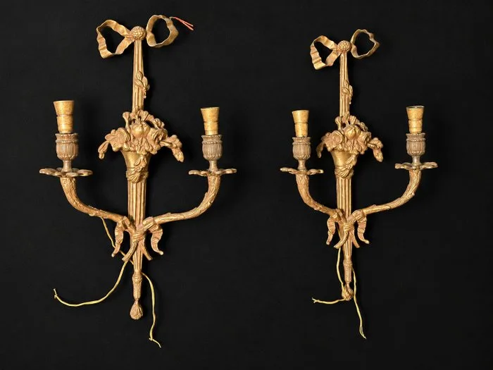 Wall sconce (2) - Gilt bronze